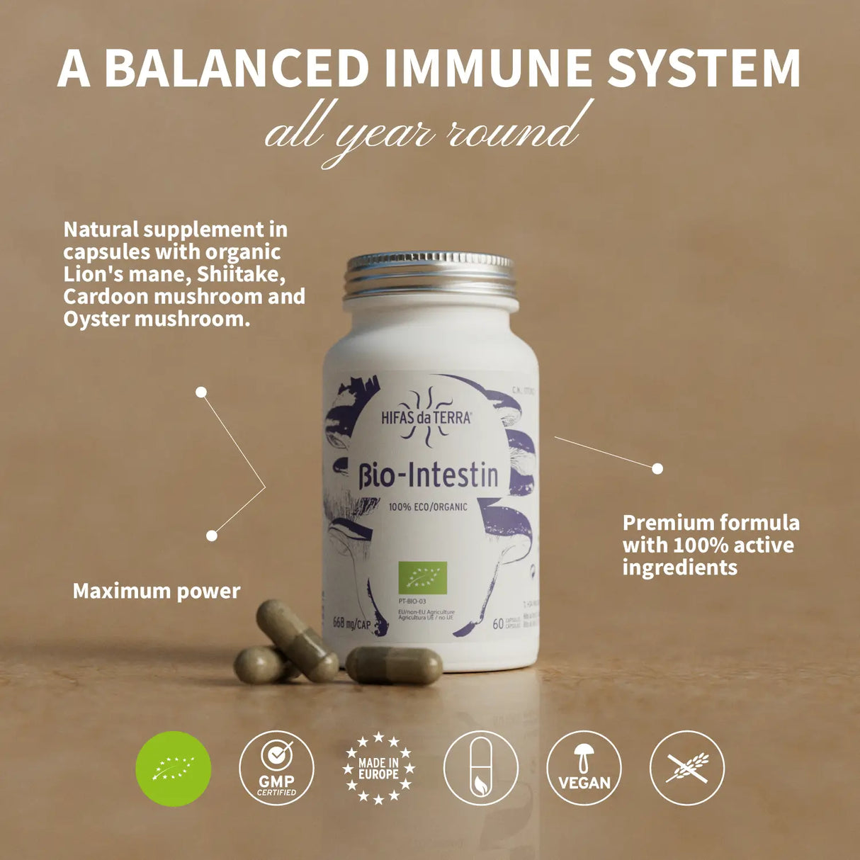 Bio Intestin (Shiitake, Oyster, Lion’s Mane) capsules