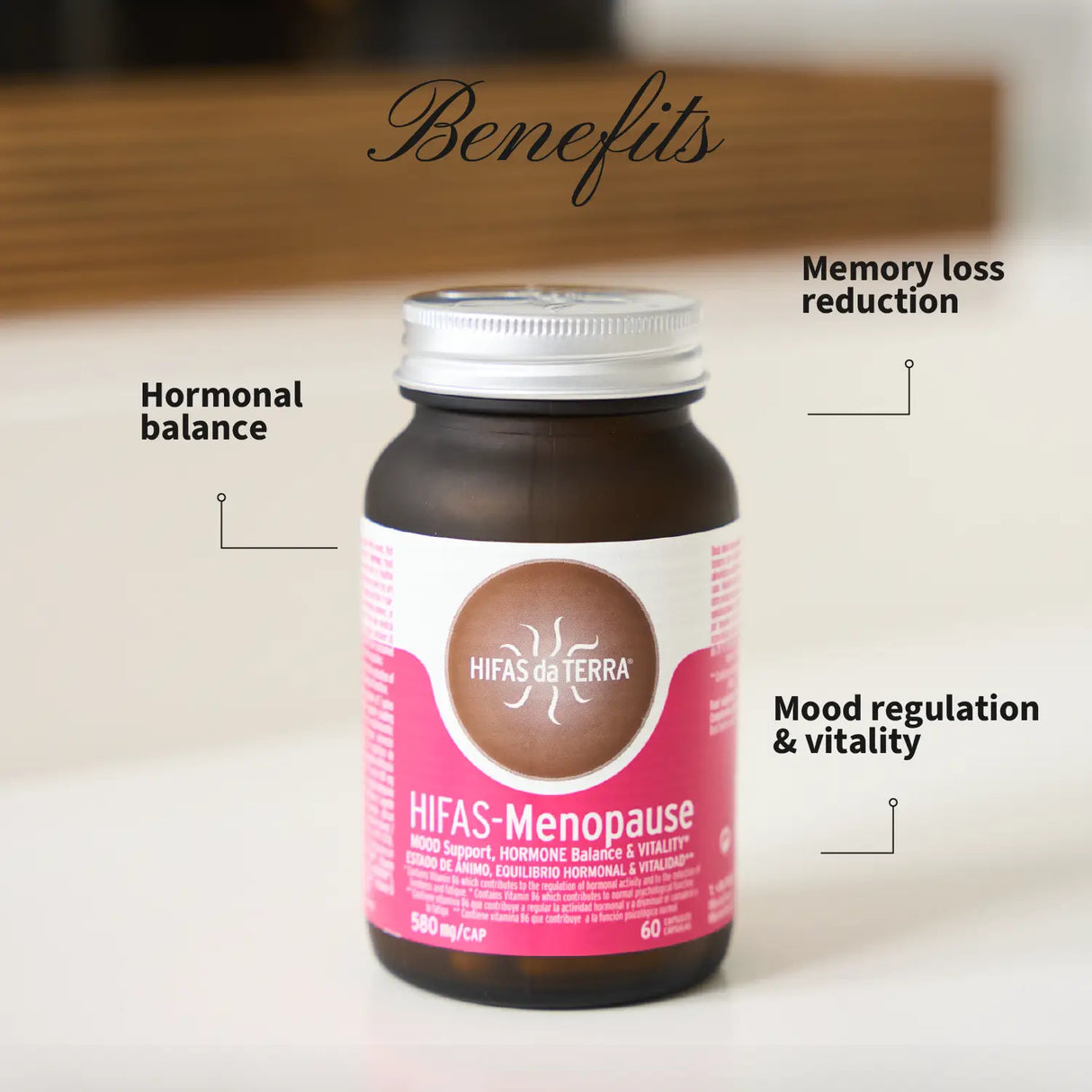 Hifas-Menopause (Reishi, Cordyceps, Lion's Mane, Ashwagandha KSM 66 and Green Tea extract) capsules