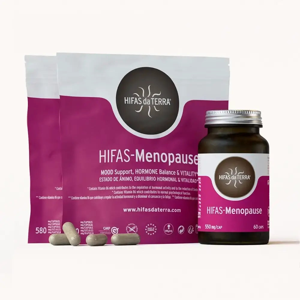 Hifas-Menopause (Reishi, Cordyceps, Lion's Mane, Ashwagandha KSM 66 and Green Tea extract) capsules