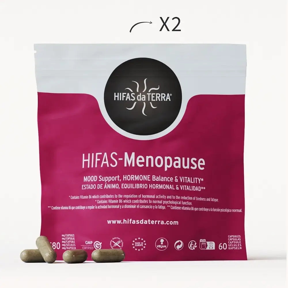 Hifas-Menopause (Reishi, Cordyceps, Lion's Mane, Ashwaghanda KSM 66 and Green Tea extract) capsules