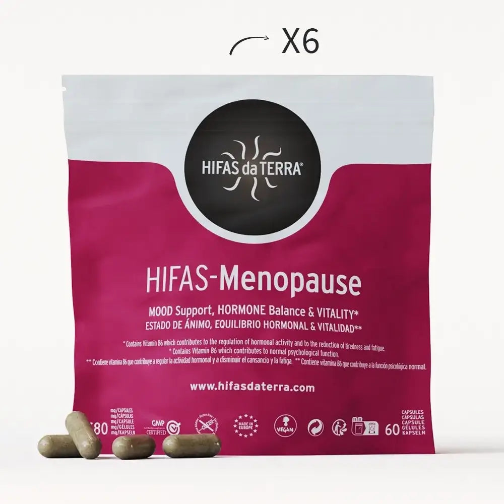Hifas-Menopause (Reishi, Cordyceps, Lion's Mane, Ashwaghandha KSM 66 and Green Tea extract) capsules