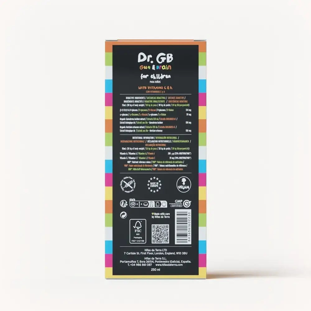 Jarabe Dr. GB (Gut & Brain) con Reishi, Melena de león, Prebióticos y Vitaminas C y A