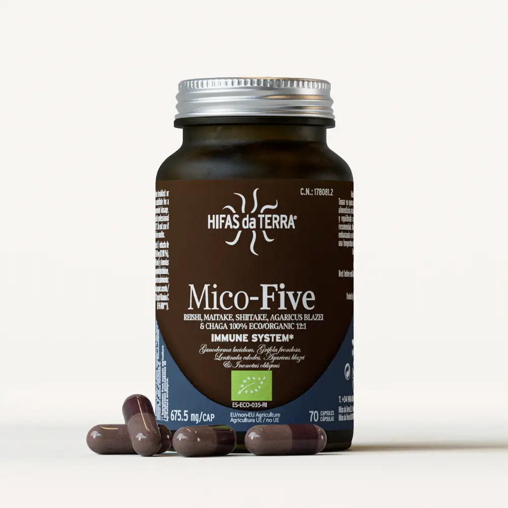 Mico-Five Extractos puros de Reishi, Shiitake, Maitake, Champiñón del sol y Chaga